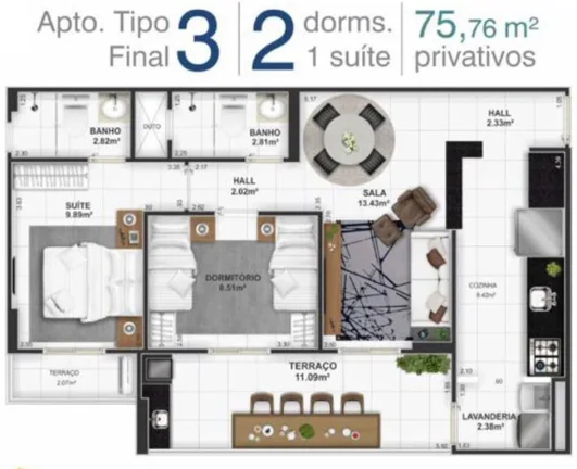 Imagem APARTAMENTO COM 75.76 m² - TUPI - PRAIA GRANDE SP