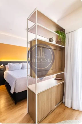 Imagem Studio de Luxo à Venda em São Paulo-SP, Bairro Cerqueira César! 1 quarto, 1 suíte, 2 salas, 1 banheiro, 1 vaga, 32m². Aproveite!