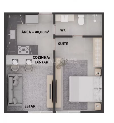Imagem Apto - 2 Quartos - 1 Suíte - 60,89 m² - Cabo Branco, João Pessoa/PB