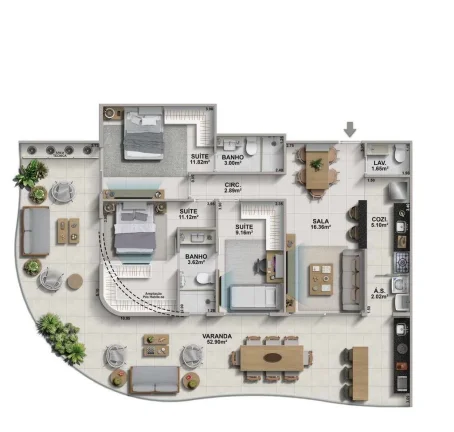 Imagem Cobertura de luxo no Recreio dos Bandeirantes, Rio de Janeiro - 3 quartos, 3 suítes, 3 vagas - 120,83 m²