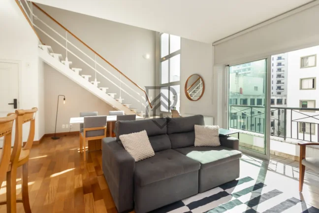 Imagem Apartamento Duplex em Pinheiros, sala pé direito duplo