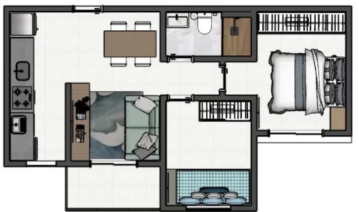 Imagem Apartamento à venda em Parque Novo Oratório, Santo André-SP: 2 quartos, 1 banheiro, 1 vaga, 44m² - Minha Casa Minha Vida!