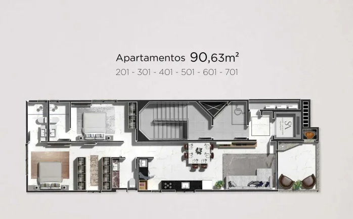 Imagem Apartamento com 2 suítes e 2 vagas de garagem em Balneário Camboriú na Praia dos Amores.