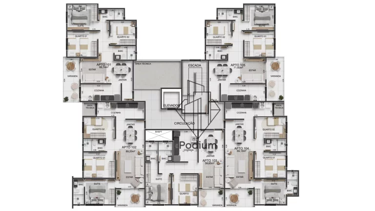 Imagem Apartamentos com varanda/sacada a 362 metros da praia de ponta de Campina. -AP1554.
