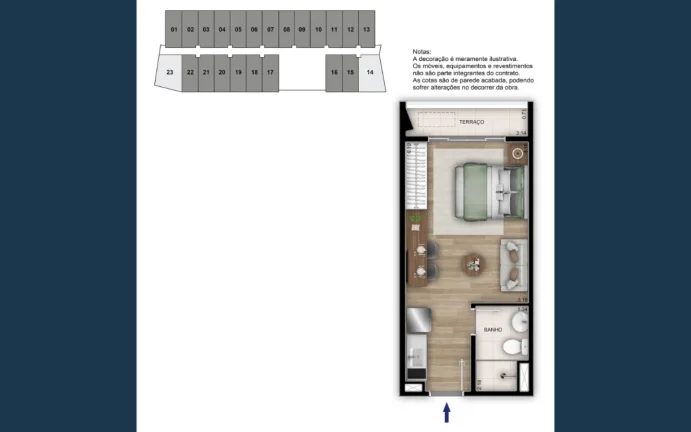 Imagem Studio em frente ao edifício Copan - 25,59M², Academia, SPA, Lavanderia.
