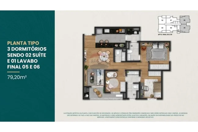 Imagem Apartamento na Planta 2 e 3 Dormitórios com Suíte no Campolim – Essência Campolim
