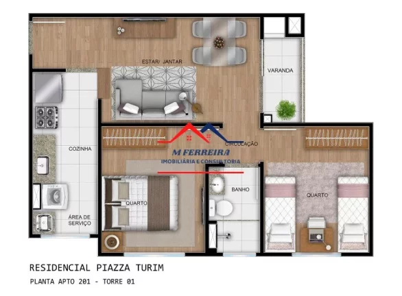 Imagem Apartamento com 2 Quartos à Venda, 46 m² em Glebas Califórnia - Piracicaba