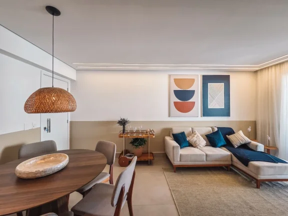 Imagem Imperdível apartamento de 3 quartos na Riviera de São Lourenço Módulo 07: 110,74m², 1 suíte, 3 salas, varanda gourmet e 2 vagas.