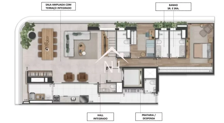 Imagem duplex de 300m c/ 3 suítes,3 vagas,terraços coberto e descoberto c/jacuzzi,brinquedoteca,piscinas,quadra de areia,pilates,pet place,sauna,fitness