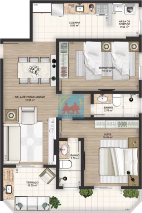 Imagem Apartamento com 2 dorms, Caiçara, Praia Grande - R$ 326 mil, Cod: 1027