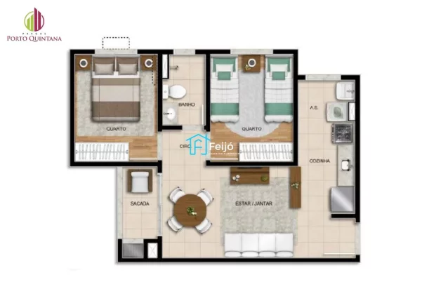 Imagem Apartamento 2 dormitórios com sacada e churrasqueira no Porto Quintana - Zona Norte