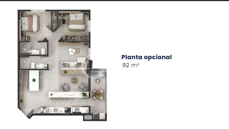 Imagem Apartamento à Venda em Campo Grande-MS: 2 Quartos, 1 Suíte, 3 Salas, 1 Banheiro, 2 Vagas de Garagem, 92m² no Monte Castelo!