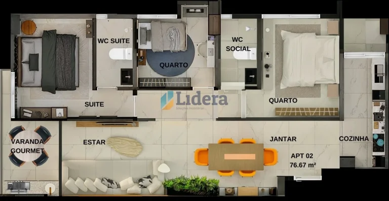 Imagem Apto - 2 Quartos - 1 Suíte - 55,31 m² - Intermares, Cabedelo/PB