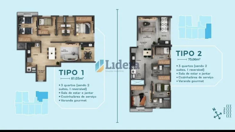 Imagem Apto - 3 Quartos - 1 Suíte - 81,03 m² - Intermares, Cabedelo/PB