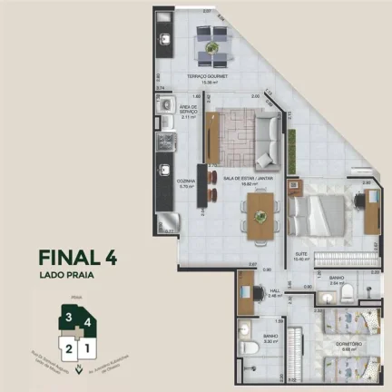 Imagem APARTAMENTO COM 75.52 m² - CAIÇARA - PRAIA GRANDE SP