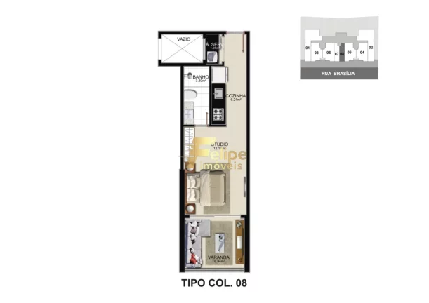 Imagem Lançamento Edifício Mayan - APARTAMENTO STUDIO NA PRAIA DO MORRO