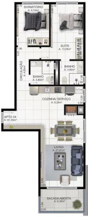 Imagem Apartamento à venda em Torres, Praia da Cal, com 2 quartos, 84,02m²