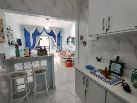 Imagem Apartamento com vista para o mar e lazer na Enseada, Guarujá-SP: 3 quartos, 1 suíte, 2 salas, 2 banheiros, 1 vaga, 106m². Venha conferir!