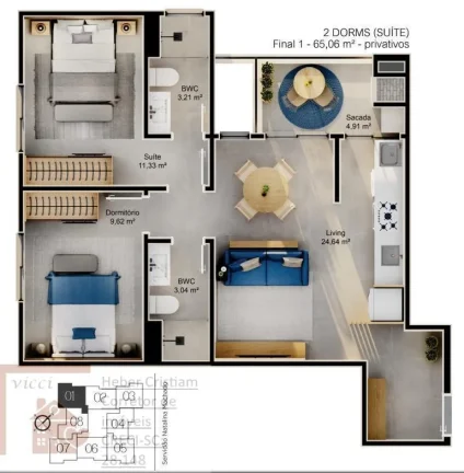 Imagem Lançamento em CACUPÉ|Apartamento de alto padrão|2 quartos c/ suite