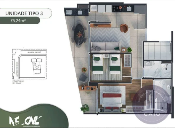 Imagem Apartamento de 2 dormitórios,75 m² para venda por R$ 1.800.000 -Alphaville