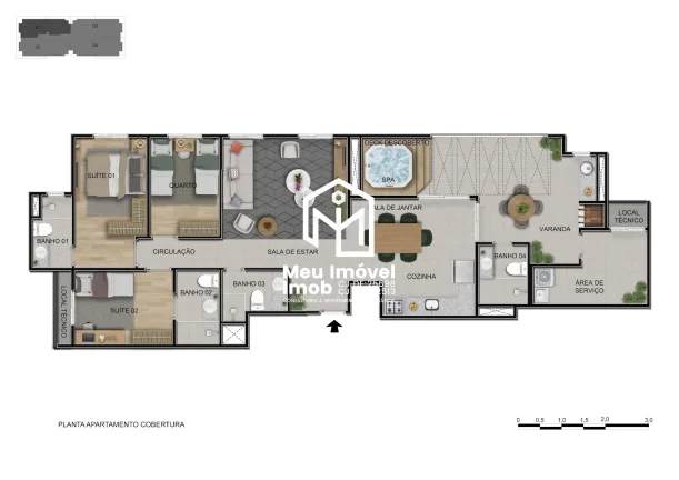 Imagem Rodovia BR 020 Alto Sobradinho Cobertura 3 Quartos 2 Vagas 132,65m² Lazer Planta