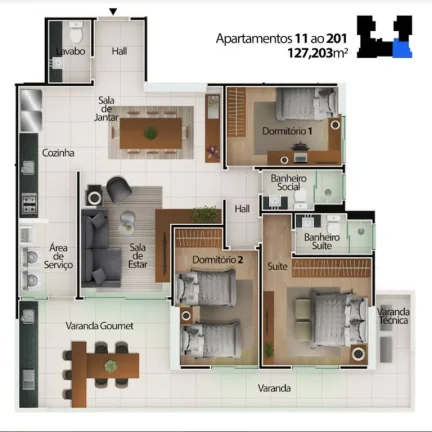 Imagem APARTAMENTO COM 127.2 m² - CENTRO - MONGAGUA SP