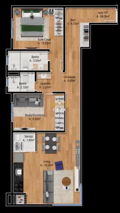 Imagem Apartamento com 2 Dormitorio(s) localizado(a) no bairro Floresta em Gramado / RIO GRANDE DO SUL Ref.:1440