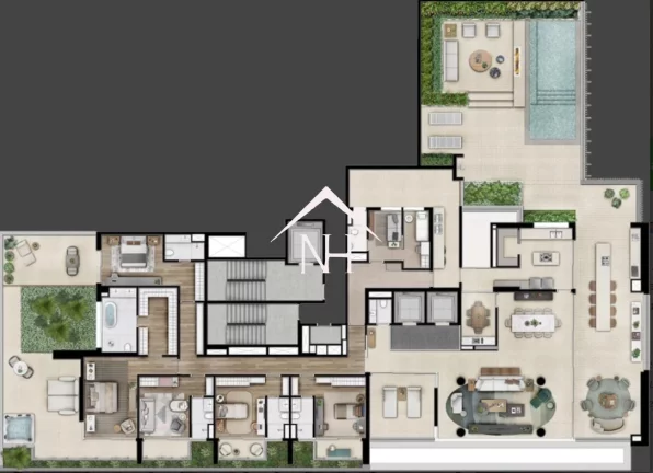 Imagem Apartamento garden ao lado do Parque Ibirapuera de 500m c/5 suítes,hall privativo,terrraço gourmet,5 vagas,fitness,sauna,piscina privativa,jacuzzi