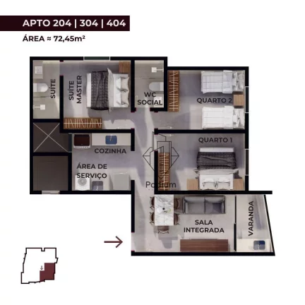 Imagem Apartamentos com varanda/ sacada a 200m da praia Formosa em Ponta de Matos / Cabedelo - AP1487