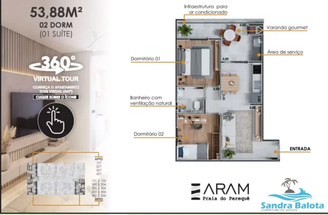 Imagem Apartamentos de 1 dormitório e 2 dormitórios/Perequê Açú