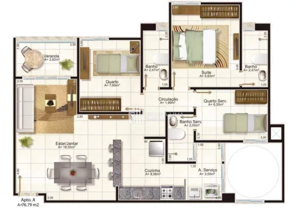 Imagem Apartamento pronto para morar, 3 dormitórios à venda, 76,79 m² por R$ 289.900,00 - Condomínio GIRASSOL RESIDENCE - Zona Leste - Teresina/PI