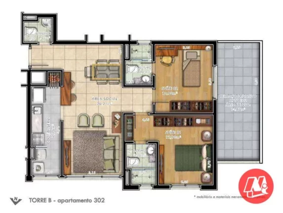 Imagem No Passo da Areia, 2 suites, 2 vagas e infraestrutura.