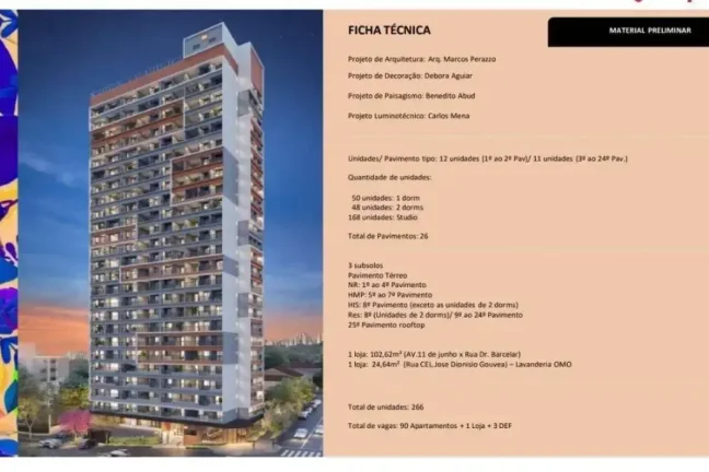 Imagem Apartamento com 1 quarto à venda na Avenida Onze de Junho, Vila Clementino