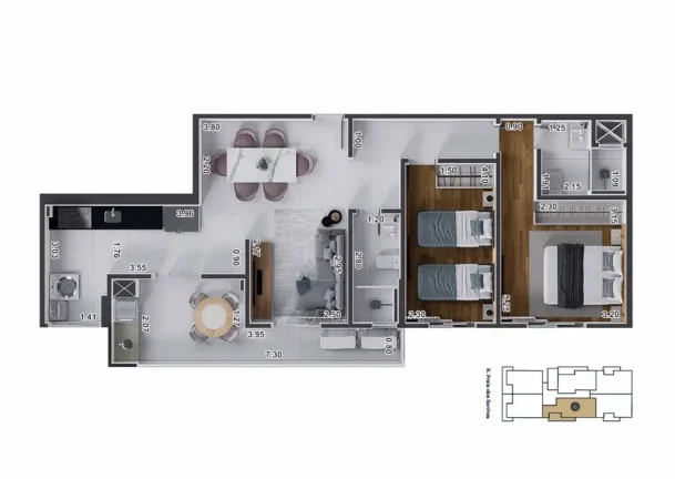 Imagem APARTAMENTO COM 82.68 m² - GUILHERMINA - PRAIA GRANDE SP
