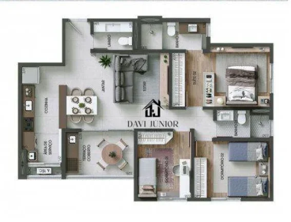 Imagem Apartamento com 3 dormitórios para alugar, 91 m² por R$ 5.158,00/mês - Alto da Boa Vista - Sorocaba/SP
