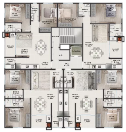 Imagem Costa Amalfitana - Apartamento à venda no bairro Bombas - Bombinhas/SC