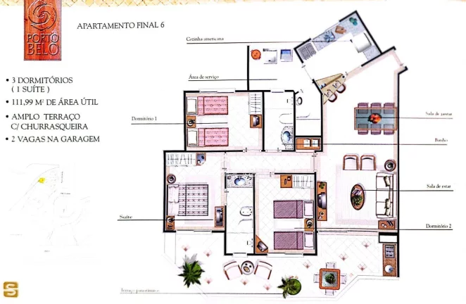 Imagem Apartamento Pé na Areia à venda em Riviera, no Edifício Porto Belo, com 3 dormitórios 2 suítes 108m²