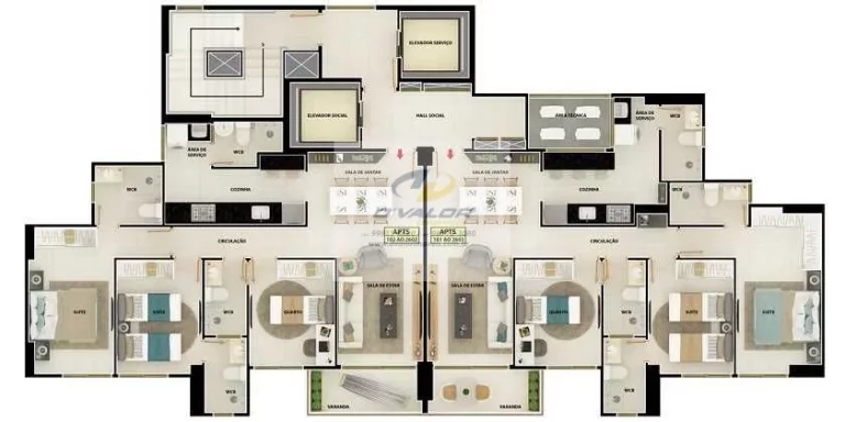 Imagem Vendo apartamentos novos em Tambaú, com 93 m2, varanda gourmet, sala p/ 2 ambientes, 3 suítes, 2 vagas