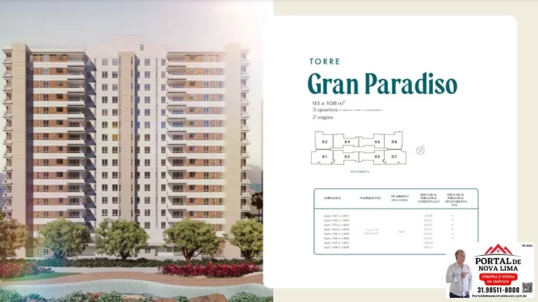 Imagem Lançamento de apartamento a venda em destaque possui uma planta ampla e bem distribuída, com 108 m2 de área privativa