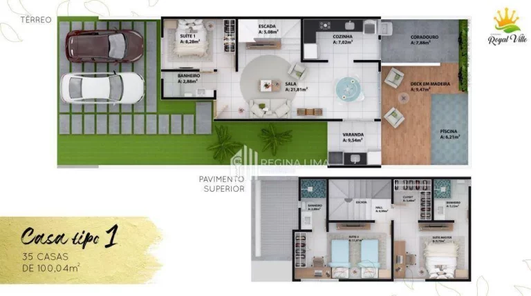 Imagem ÚLTIMAS UNIDADES: Casa duplex, 3 dormitórios à venda por R$ 529.900,00 - Condomínio ROYAL VILLE - Morros - Teresina/PI