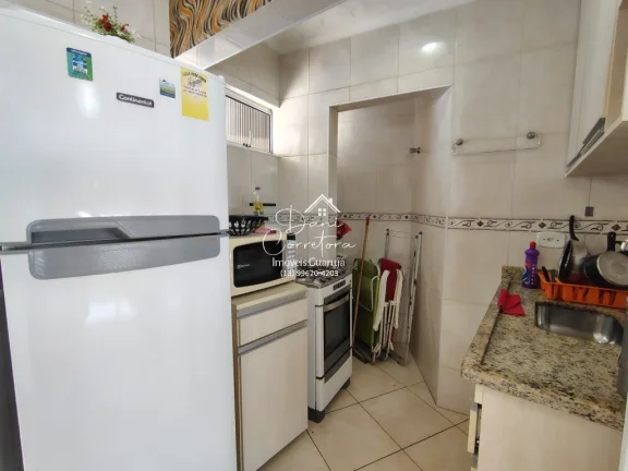 Imagem Apartamento com locação sem garantia frente mar Tombo com lazer: 2 salas, 2 banheiros, 1 vaga de garagem, 78m².