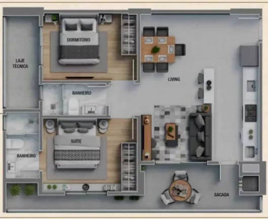 Imagem Apartamento com 2 dormitórios sedo 1 suíte e 1 vaga de garagem - Praia Brava | Itajaí/SC