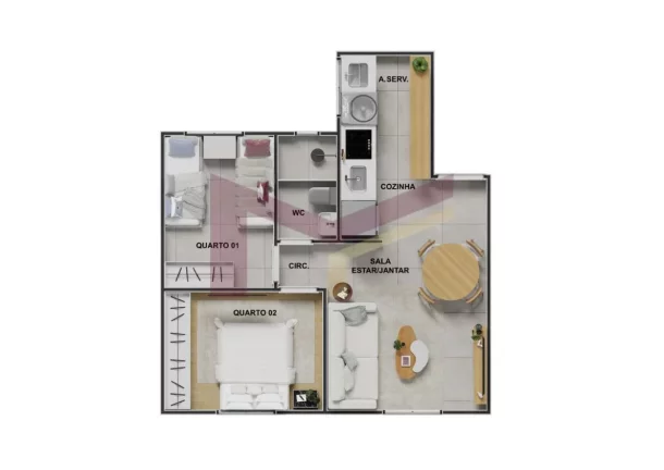 Imagem APARTAMENTO 2/4 EM CONSTRUÇÃO NO BAIRRO SIM