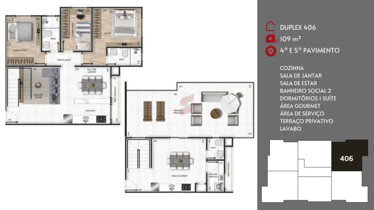Imagem APARTAMENTO à venda com 62.38m² por R$ 368.000,00 no bairro Centro - PINHAIS / PR