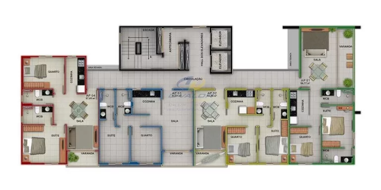 Imagem Vendo apto em prédio top, no melhor local de Tambaú, com 59 m2, varanda, 2 quartos s/ 1 suite e 1 vg