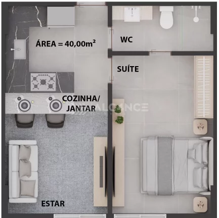 Imagem Apto - 2 Quartos - 1 Suíte - 60,89 m² - Cabo Branco, João Pessoa/PB