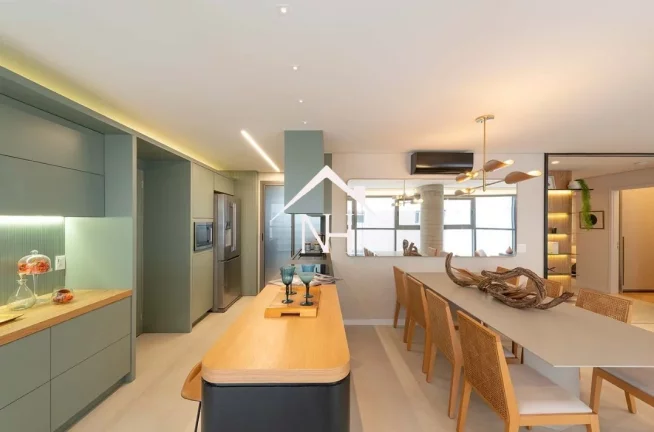 Imagem apartamento de 145m com hall privativo, 3 suítes, terraço gourmet, 2 vagas, Academia, Espaço gourmet, salão de festas, brinquedoteca, Piscina, Sauna