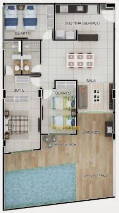 Imagem Apartamentos térreo com piscina privativa e pé na areia no Bessa - AP1420