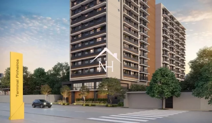 Imagem studio de 24m ao lado da estação de Pinheiros c/ 1 dormitório e varanda,bicicletário,coworking,lavanderia,pet place,espaço gourmet,piscina,cinema,deck