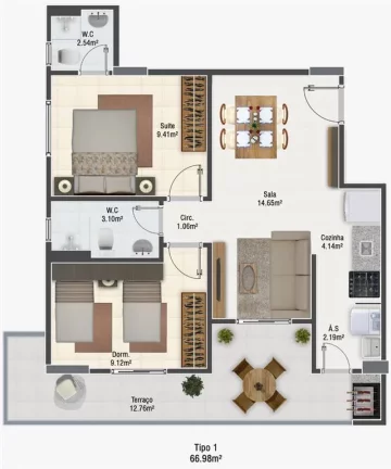 Imagem Apartamento com 2 dorms, Mirim, Praia Grande - R$ 422 mil, Cod: 2451